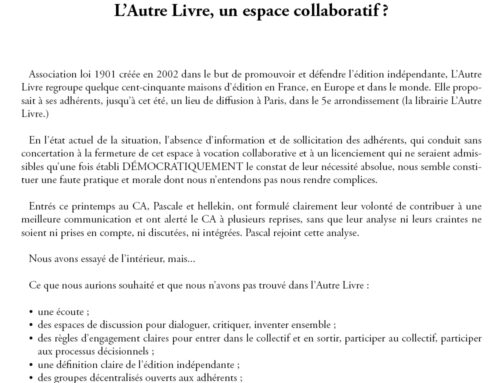 Démission collective du CA de l’Autre Livre